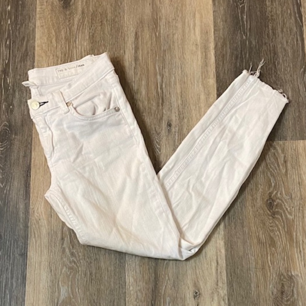 RAG & BONE Bright White Raw Hem Skinny Jeans 24